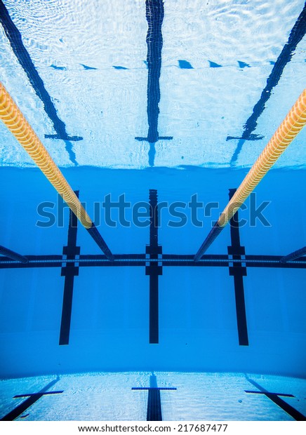 Empty 50m Olympic Outdoor Pool and Dividing\
lines from Underwater