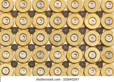 Empty 9mm Bullet Casings In A Row