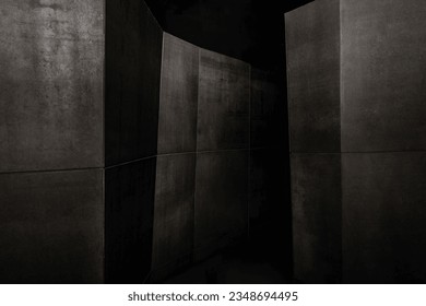 Empty abstract concrete black wall, Interior concept background. Dark mode.