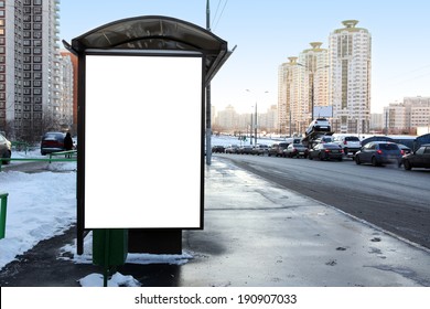 Empty Ad On A Bus Shelter In City