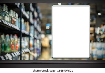 Empty Advertising Board In Liquor Store Showcase