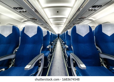 Empty Aeroplane Interior In Night