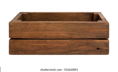 Empty aged wooden box isolated on white background - Shutterstock ID 552643891