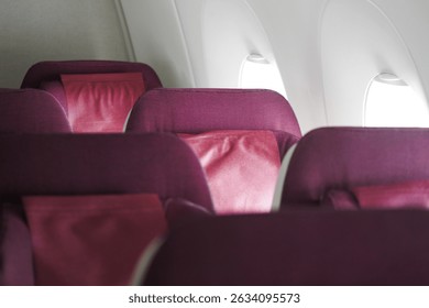 Empty airplane cabin before boarding passengers