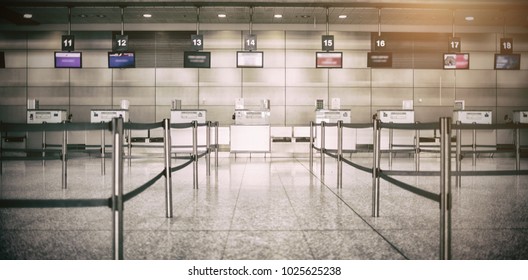 Empty Airplane Counter At Airport