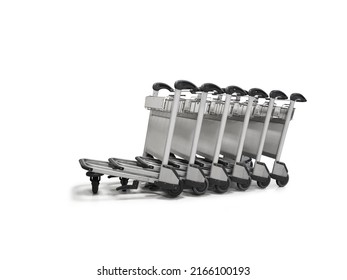 Empty Airport Baggage Cart Isolated On White Background.