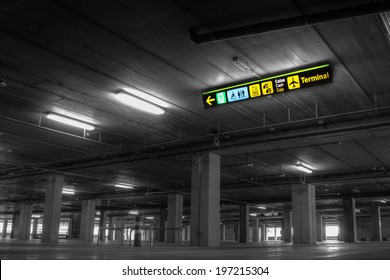 Empty Airport Parking Garage