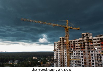 empty apartment house high rise building construction background    crisis in real estate property sector  Grunge image filter