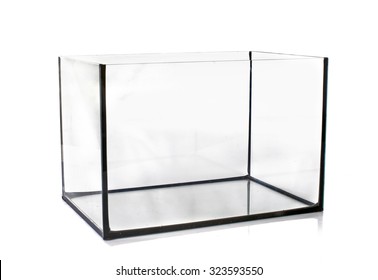 Empty Aquarium In Front Of White Background