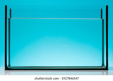 Empty aquarium, on a blue background