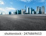 Empty asphalt road and cityscape in modern city