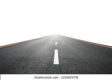 Empty asphalt road isolated on white background