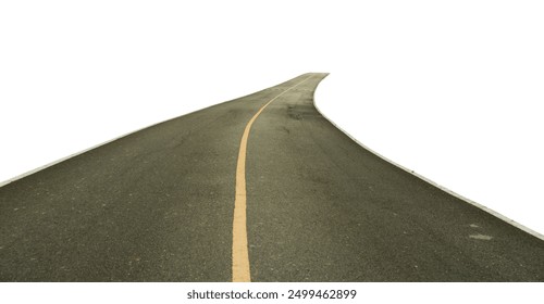 Empty asphalt road isolated on transparent background, PNG File