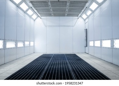 Empty Automobile Painting Chamber Or Workshop Interior.