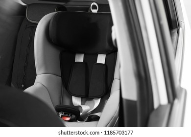 Empty Baby Seat Inside Car. Child Safety