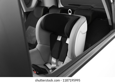 Empty Baby Seat Inside Car. Child Safety