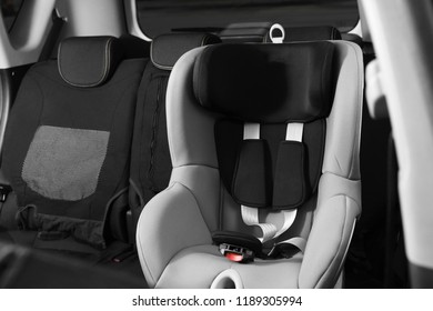 Empty Baby Seat Inside Car. Child Safety