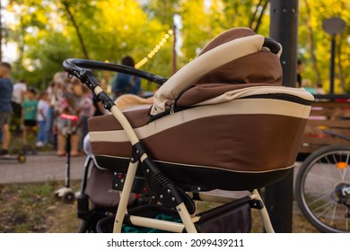 Empty Baby Stroller For Boys In The Park.