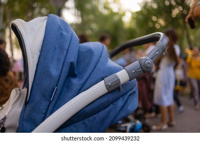 Empty Baby Stroller For Boys In The Park.