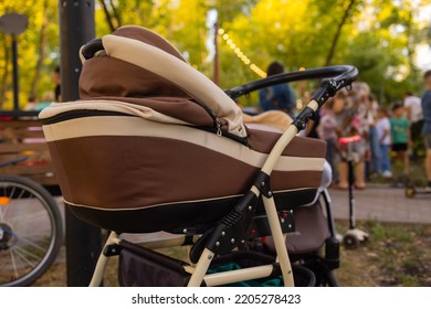 Empty Baby Stroller For Boys In The Park.