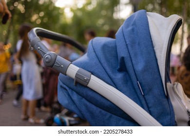 Empty Baby Stroller For Boys In The Park.