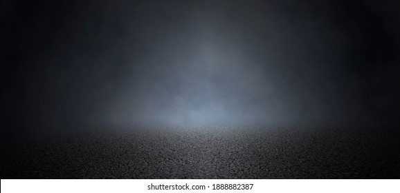 Empty Background Scene, Dark Street Of Asphal On Pavement Night View Of The Street The City Abstract ,smoke Empty Dark Scene.