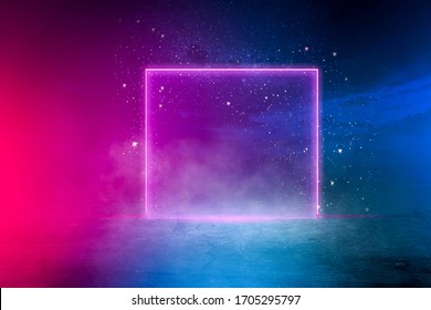 Empty background scene. Texture dark concentrate floor with mist or fog