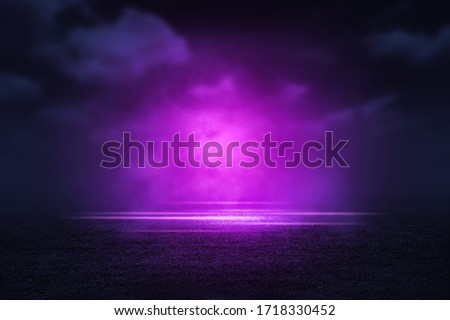 Empty background scene. Texture dark concentrate floor with mist or fog