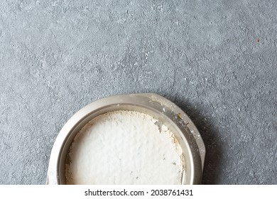 An Empty Baking Dish With No Pie. On The Table. View From Above.