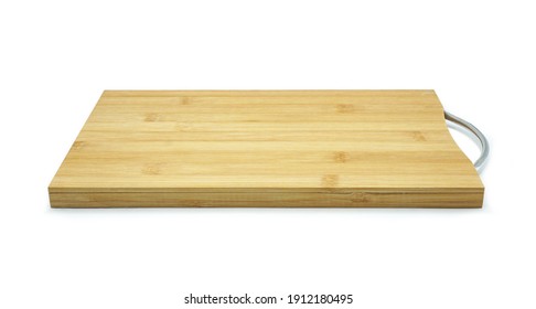 Empty bamboo cutting board, Wood chopping board, isolated on white background, Cut out with clipping path