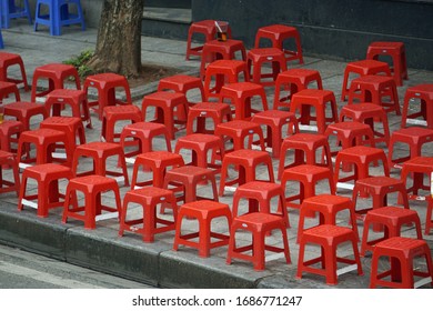 Empty Bar Chairs In Hanoi Because Of The Covid19 Desease