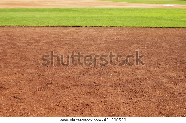 Empty baseball field with\
copy space.