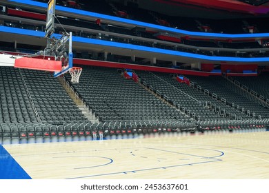 empty basketball court, arena with no people, NBA court