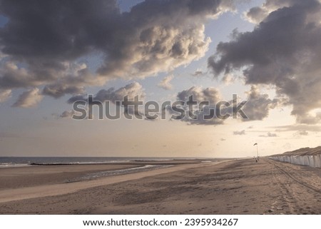 
empty beach along the North Sea in Ostend Belgium at dawn