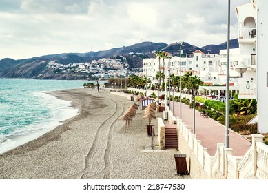 Empty Beach. Nerja, Spain