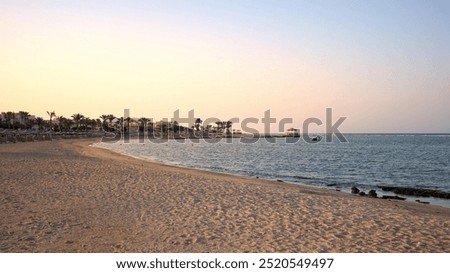 Empty beach at sunset, Marsa Alam, Egypt.