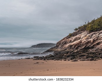 Empty Beach View. Early Spring, Acadia National Park, Maine.