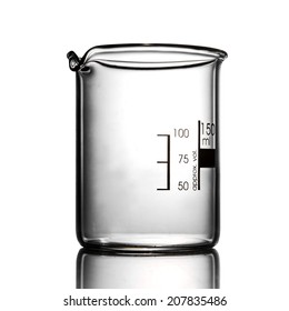 Empty Beaker With Reflection, White Background