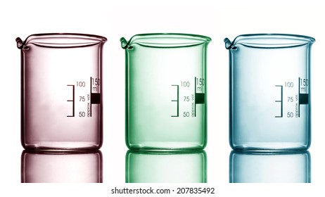 Empty Beaker With Reflection, White Background