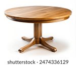 Empty beautiful round wood table on white background