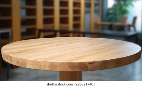 Empty beautiful round wood table  top counter on  interior in clean and bright with shadow background, Ready,white background, for product montage - Shutterstock ID 2288217405