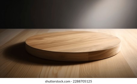 Empty beautiful round wood table  top counter on  interior in clean and bright with shadow background, Ready,white background, for product montage - Shutterstock ID 2288705125