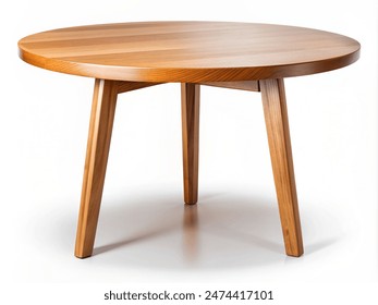 Empty beautiful round wood table on white background - Powered by Shutterstock