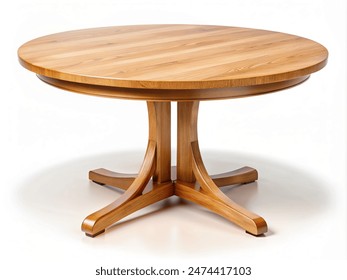 Empty beautiful round wood table on white background - Powered by Shutterstock