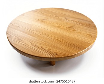 Empty beautiful round wood table on white background top view - Powered by Shutterstock