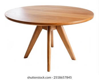 Empty beautiful round wood table on white background