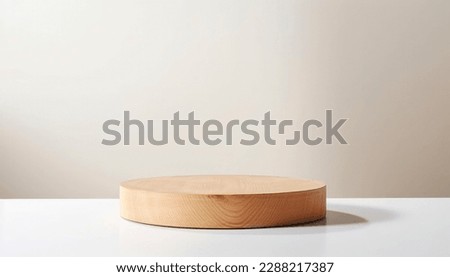 Empty beautiful round wood table  top counter on  interior in clean and bright with shadow background, Ready,white background, for product montage