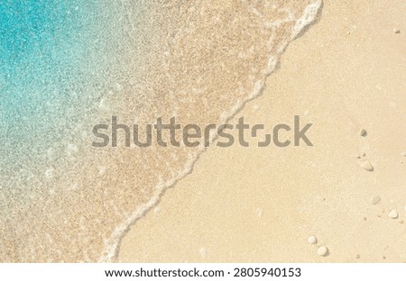 empty beautiful sand beach, view from above, copyspace for text