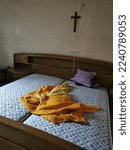 Empty bed in old house