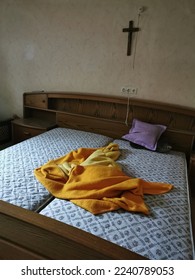 Empty bed in old house